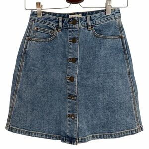 Denim Button-Front Skirt